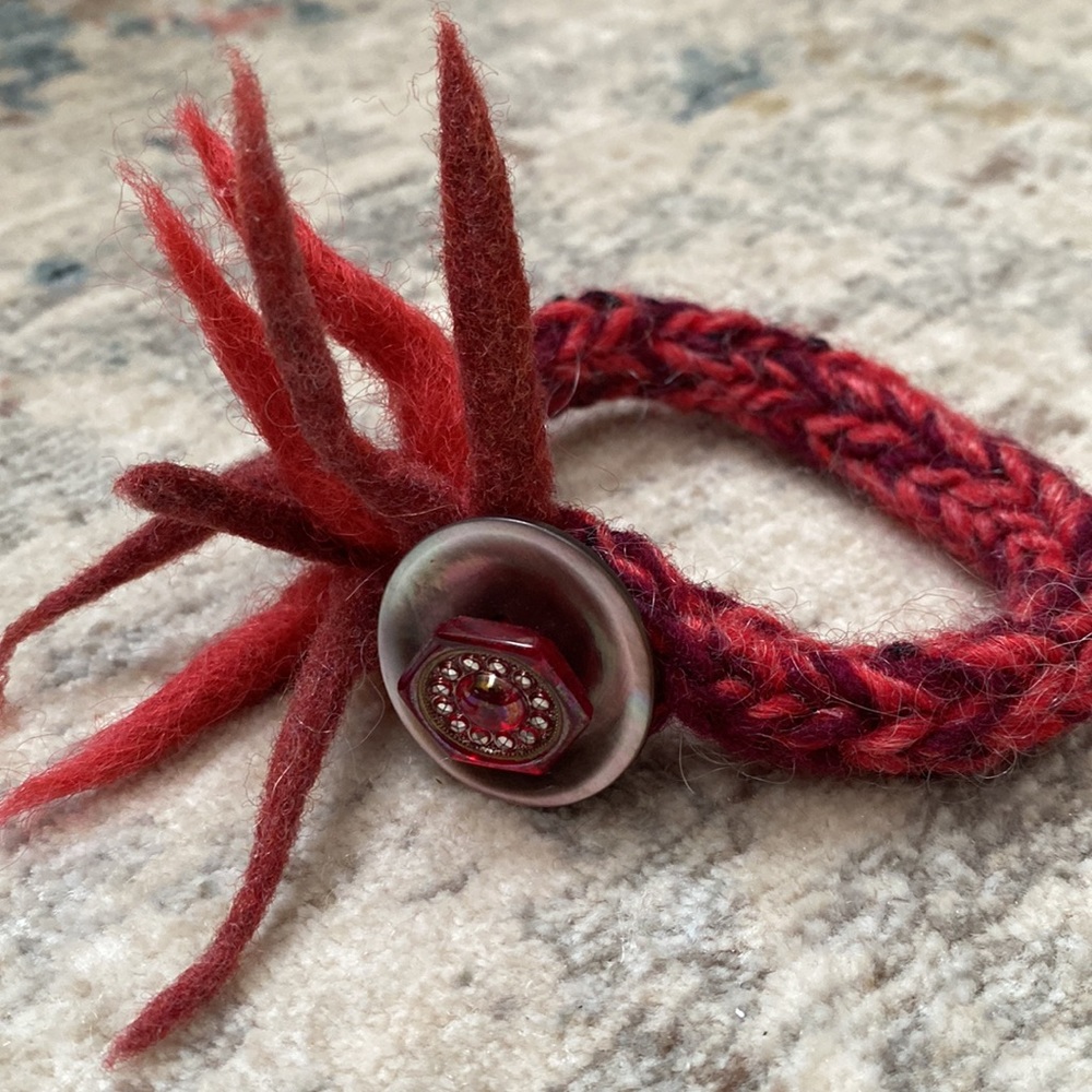 Handmade Felted Button Bracelet